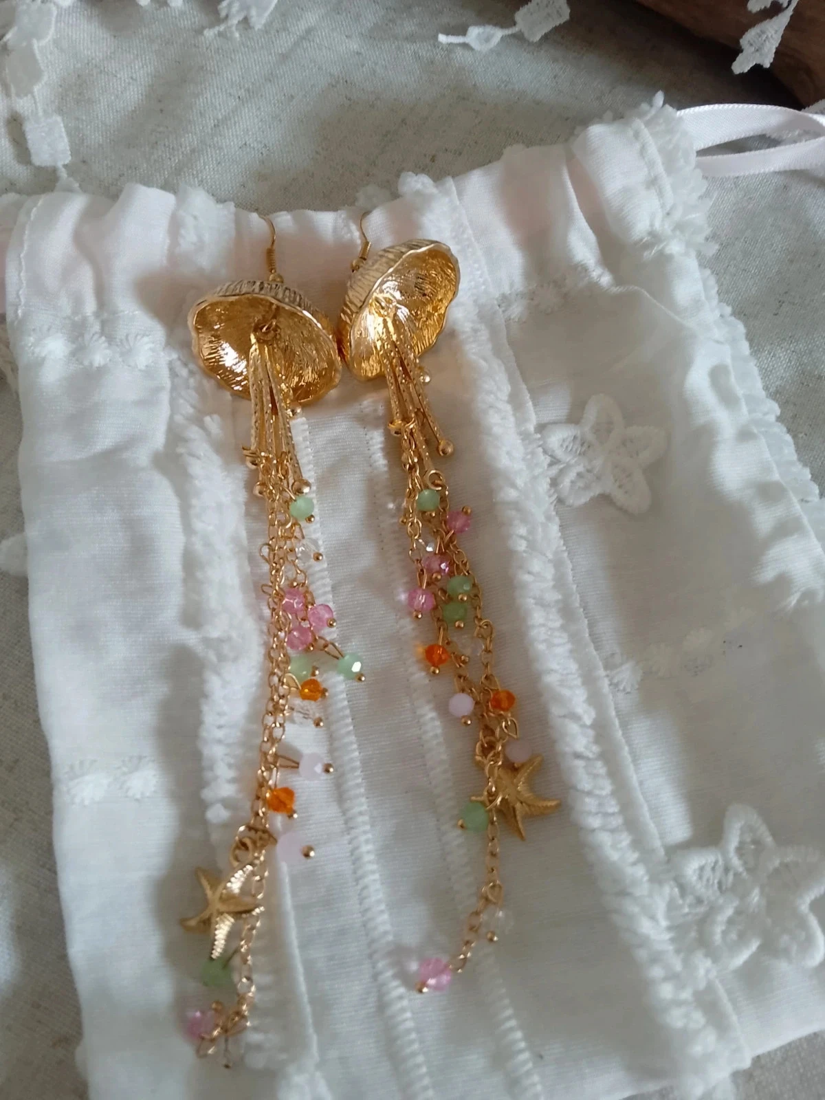 Brincos boêmios de água-viva dourada – photo 2